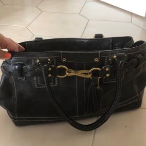 Vintage leather Coach black pebble leather bag